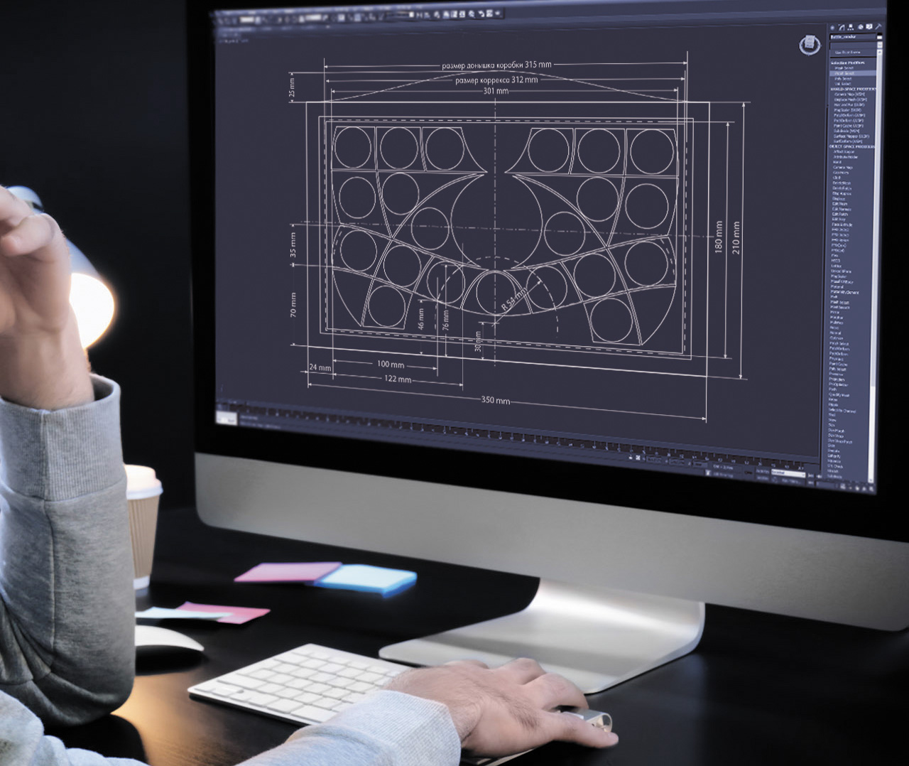 Чертеж дизайна формы коррекса Soldis CAD.