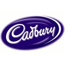 Фиолетовый овальный логотип со словом Cadbury, написанным белым курсивом по центру в портфолио Soldis.