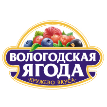 Логотип Soldis представляет собой текст на русском языке под набором ягод — малины, черники и смородины, окруженных зелеными листьями. В тексте белыми и золотыми буквами написано «Вологодская ягода» и «Кружево вкуса».